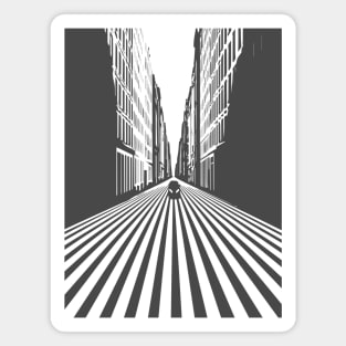 Endless Perspective Geometric Cityscape Op Art Design Magnet